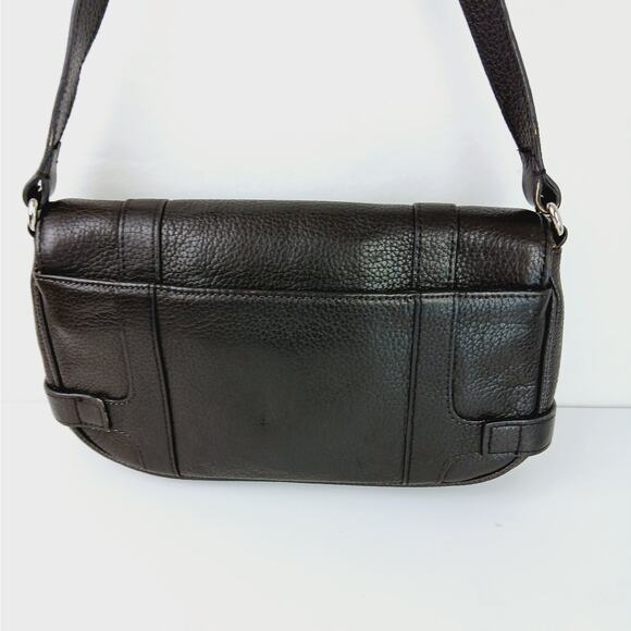 Ann Taylor Loft Genuine Pebbled Leather Y2K Small Shoulder Top Handle Bag Brown - Picture 6 of 7